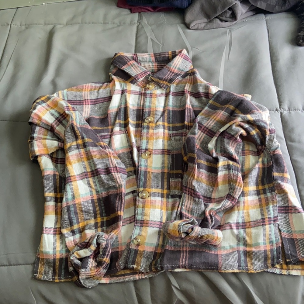 fall color themed plaid shirt